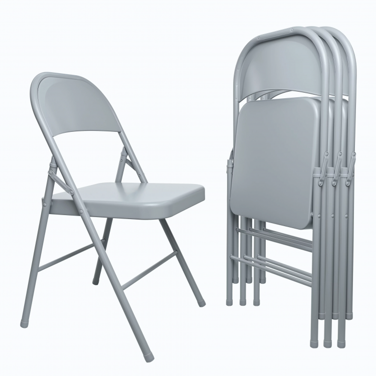 gray metal chairs